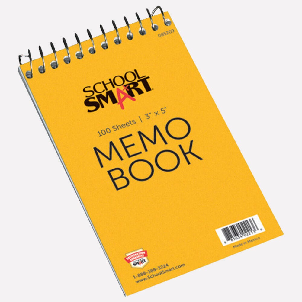 School Smart Top Opening Memo Notebook, 3 x 5 Inches, 100 Sheets 085209
